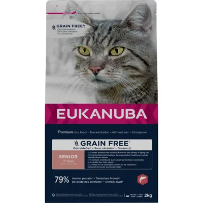 4x Eukanuba Senior Graanvrij Kattenvoer Zalm 2 kg