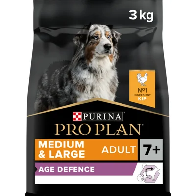 4x Pro Plan Adult 7+ Medium&Large Age Defence Kip 3 kg