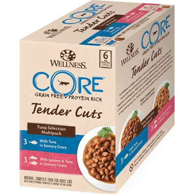 8x Wellness Core Kattenvoer Tender Cuts Selection 6-pack Tonijn 6 x 85 gr