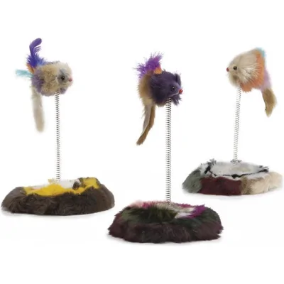 Beeztees Pluche Muis op Springveer