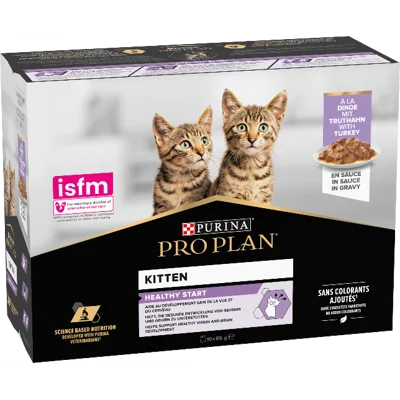 Purina Pro Plan Healthy Start rijk aan kalkoen kitten natvoer 10x85g