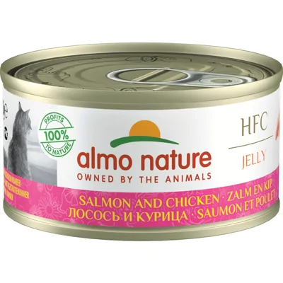 Almo Nature HFC Jelly zalm en kip natvoer kat (70 g) 12 x 70 g