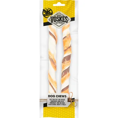 20x Voskes Stick Runderhuid, Rund en Kip 25 cm 2 stuks