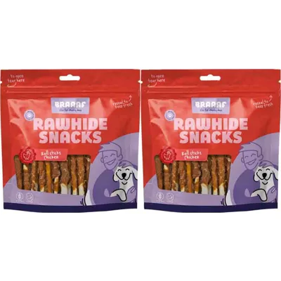 2x Braaaf Rol Sticks Hondensnack Kip 12,5 cm 300 gr