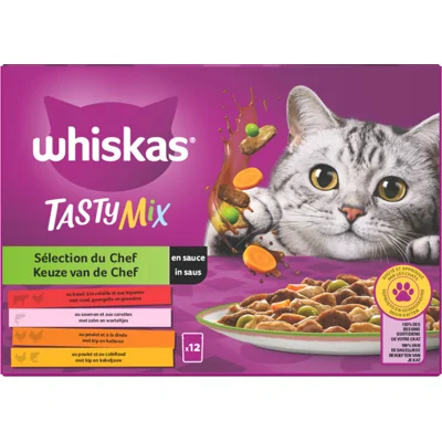 4x Whiskas Tasty Mix Adult Keuze van de Chef in Saus Multipack 12 x 85 gr