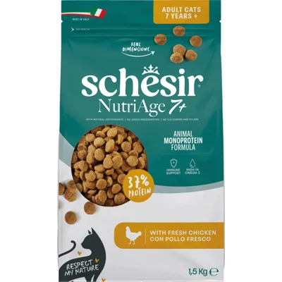 Schesir Monoproteïne Kattenvoer Droog Nutriage 7+ Kip 1,5 kg