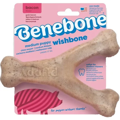 Benebone Puppy Wishbone - Bacon - Medium