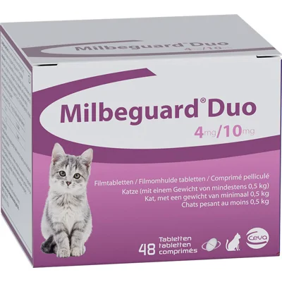 Milbeguard (Milbactor) Duo ontworming kat/kitten (0,5 - 2 kg) 48 tabletten