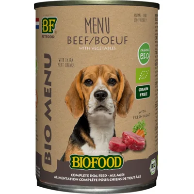 12x BF Petfood Biofood Organic Rund Menu 400 gr