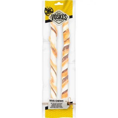 20x Voskes Stick Runderhuid, Rund en Kip 40 cm 2 stuks