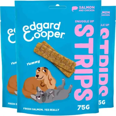 3x Edgard&Cooper Adult Strips Zalm&Kip 75 gr