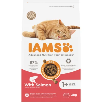 3x IAMS Kat Adult Zalm 3 kg