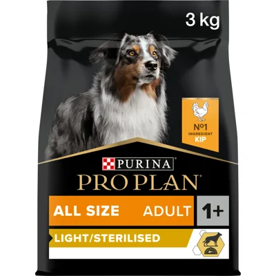 4x Pro Plan Adult All Sizes Light Sterilised Kip 3 kg