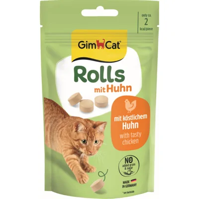 8x GimCat Rolls Kattensnack Kip 40 gr