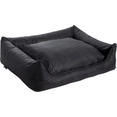 MaxxNobel Orthopedische Sofa lederlook/teddy Zwart/Antraciet hondenmand 100 x 80 cm