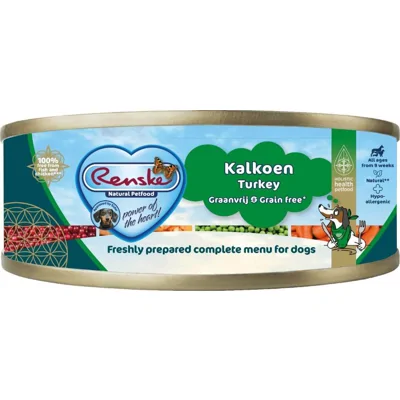 Renske Graanvrij vers bereid kalkoen hypoallergeen natvoer hond (blik) 1 tray (24 x 95 g)