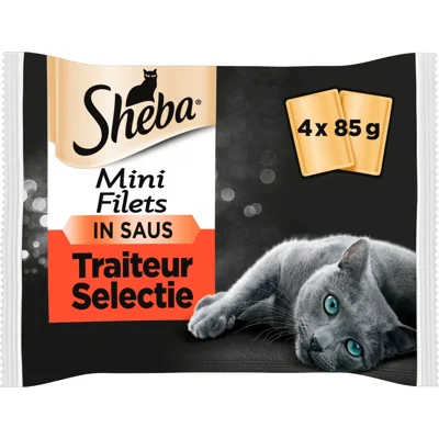 Sheba Mini Filets Traiteur Selectie in saus natvoer kat (zakjes 85 g) 12 x 85 g