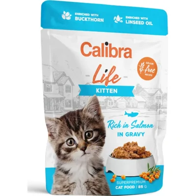 Calibra Life Cat Kitten Zalm maaltijdzakjes kat 28 x 85 gram
