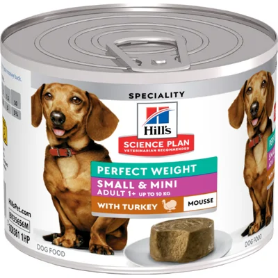 Hill's Adult Perfect Weight Small & Mini mousse nat hondenvoer met kalkoen blik 12 x 200 g