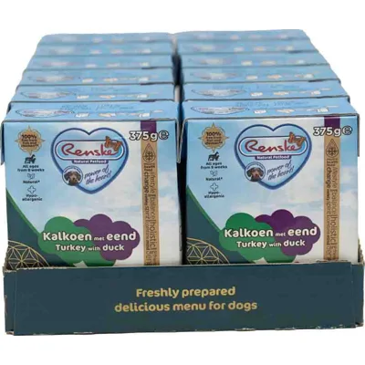 12x Renske Vers Tetra Hondenvoer Nat Kalkoen met Eend 375 gr
