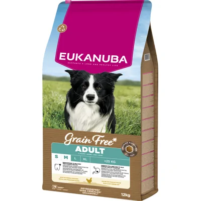 Eukanuba Hondenvoer Droog Grain Free Small/Medium Chicken Adult 12 kg