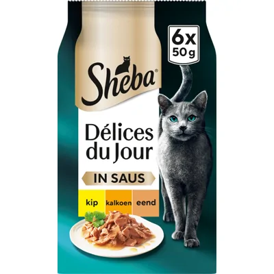 Sheba Délices du Jour in Saus - Kip, Kalkoen en Eend - 6 x 50 g