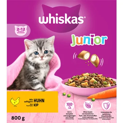5x Whiskas Junior Kattenbrokken Kip 800 gr