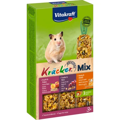 Vitakraft Hamster Kracker Trio Honing - Noot - Fruit 3 stuks