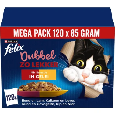 Felix Kattenvoer Dubbel Zo Lekker Pouch Gelei Countr Side Multipack 120 x 85 gr