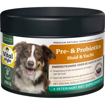 Vitalstyle Supplement Hond Pre-&Probiotics Huid&Vacht 200 gr