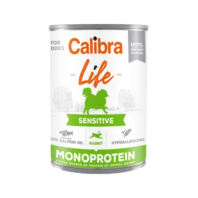 Calibra Dog Life Sensitive Natvoer - Konijn - 6 x 400 g