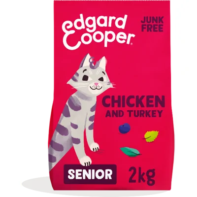 Edgard & Cooper graanvrij kip en kalkoen senior kattenvoer 2kg