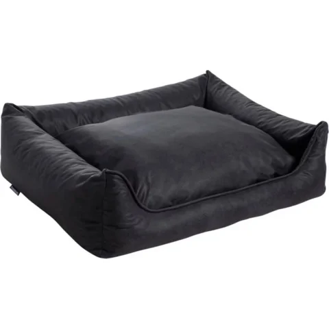 MaxxNobel Orthopedische Sofa lederlook/teddy Zwart/Antraciet hondenmand 80 x 60 cm