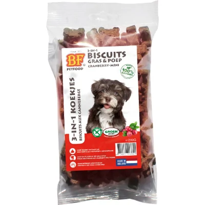BF Petfood 3 in 1 Biscuits mini hondenkoekjes 2 x Cranberrysmaak