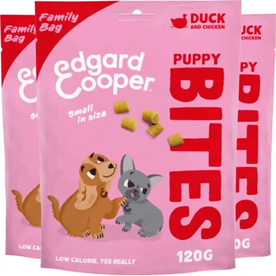 3x Edgard&Cooper Puppy Bite S Eend&Kip 120 gr