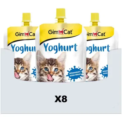 8x GimCat Yoghurt Pouch voor Katten 150 gr