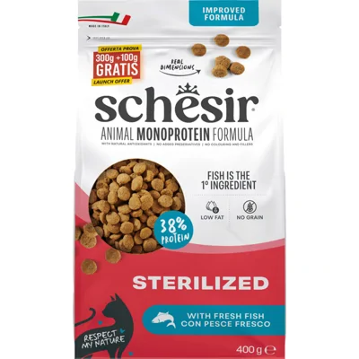 Schesir Monoproteïne Promo Kattenvoer Droog Sterilized Vis 400 gr
