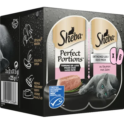 Sheba Perfect Portions Luxe Paté met zalm nat kattenvoer ( 6 x 37,5 g) Per 2