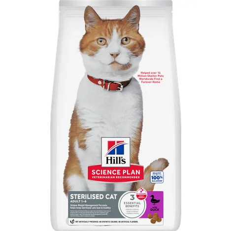 Hill's Adult Sterilised Cat met eend kattenvoer 10 kg