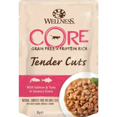 48x Wellness Core Kattenvoer Tender Cuts Zalm - Tonijn 85 gr
