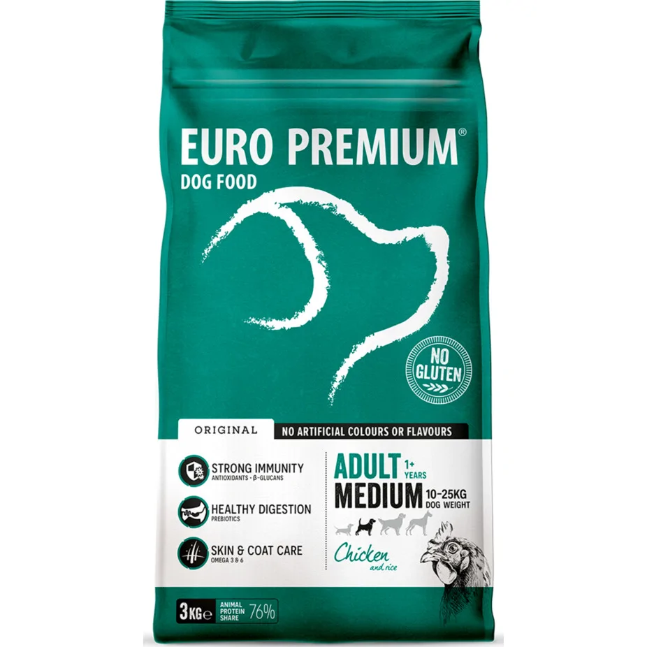 4x Euro-Premium Adult Medium Kip - Rijst 3 kg