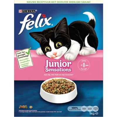 Felix Sensations Junior - Kitten - Kip, Kalkoen en Groenten - 1 kg