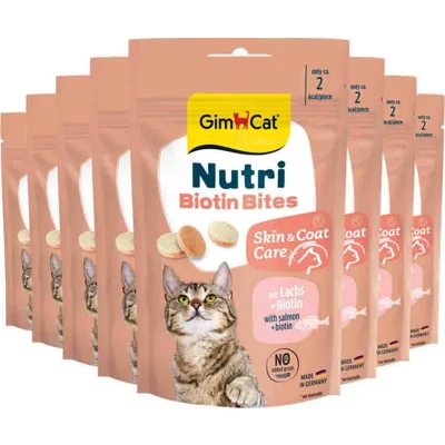 8x GimCat Kattensnack Nutri Biotin Bites 40 gr