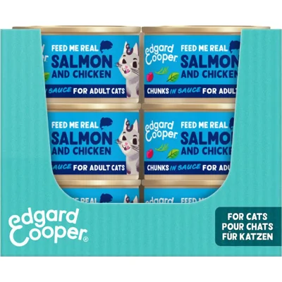 Edgard & Cooper zalm en kip kat natvoer blikjes 18 x 85gr