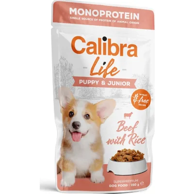 Calibra Life Dog Puppy&Junior Monoprotein Rund maaltijdzakjes hond 10 x 150 gram