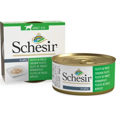 10x Schesir Hondenvoer Blik Jelly Kipfilet 150 gr