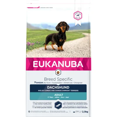 3x Eukanuba Adult Dachshund - Teckel Hondenvoer 2,5 kg