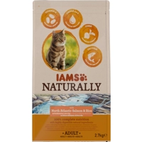 3x IAMS Naturally Kat Adult North Atlantic Zalm&Rijst 2,7 kg