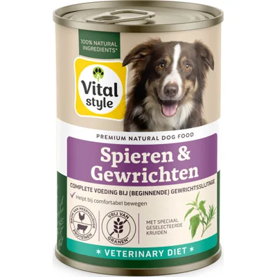 6x Vitalstyle Hondenvoer Blik Spier&Gewrichten 400 gr