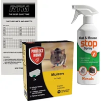 Protect Home Muizengif Bundel Tegen Muizen - 2 lokdozen met gif - 10 muizen lijmplanken - Spray tegen muizen